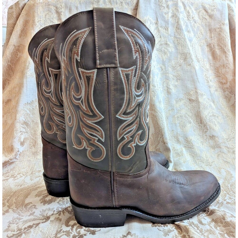 Vintage Brown Leather Western Boots - Cowboy Boots Men’s Size 8.5 Made In Mexico